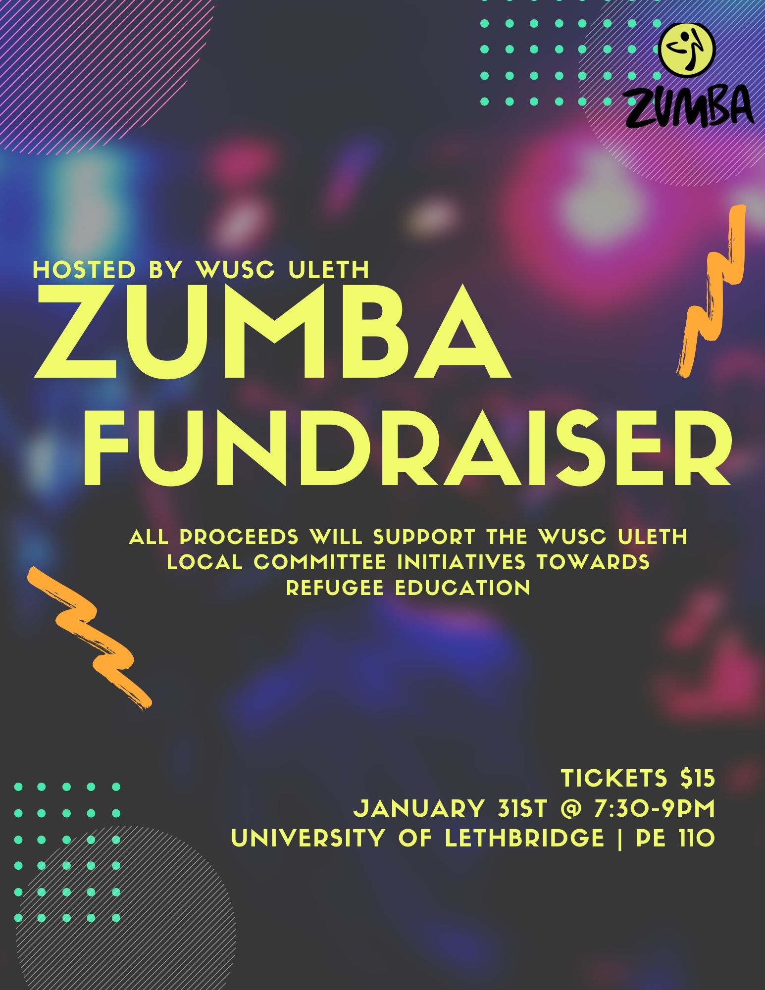 WUSC Zumba Fundraiser Notice Board
